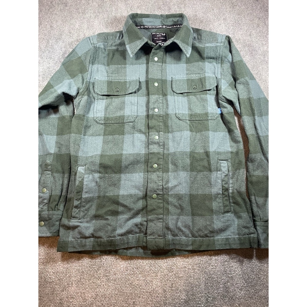 Kavu Heavy Weight Snap Front Plaid Jacket Shirt With Pockets M Outdoors